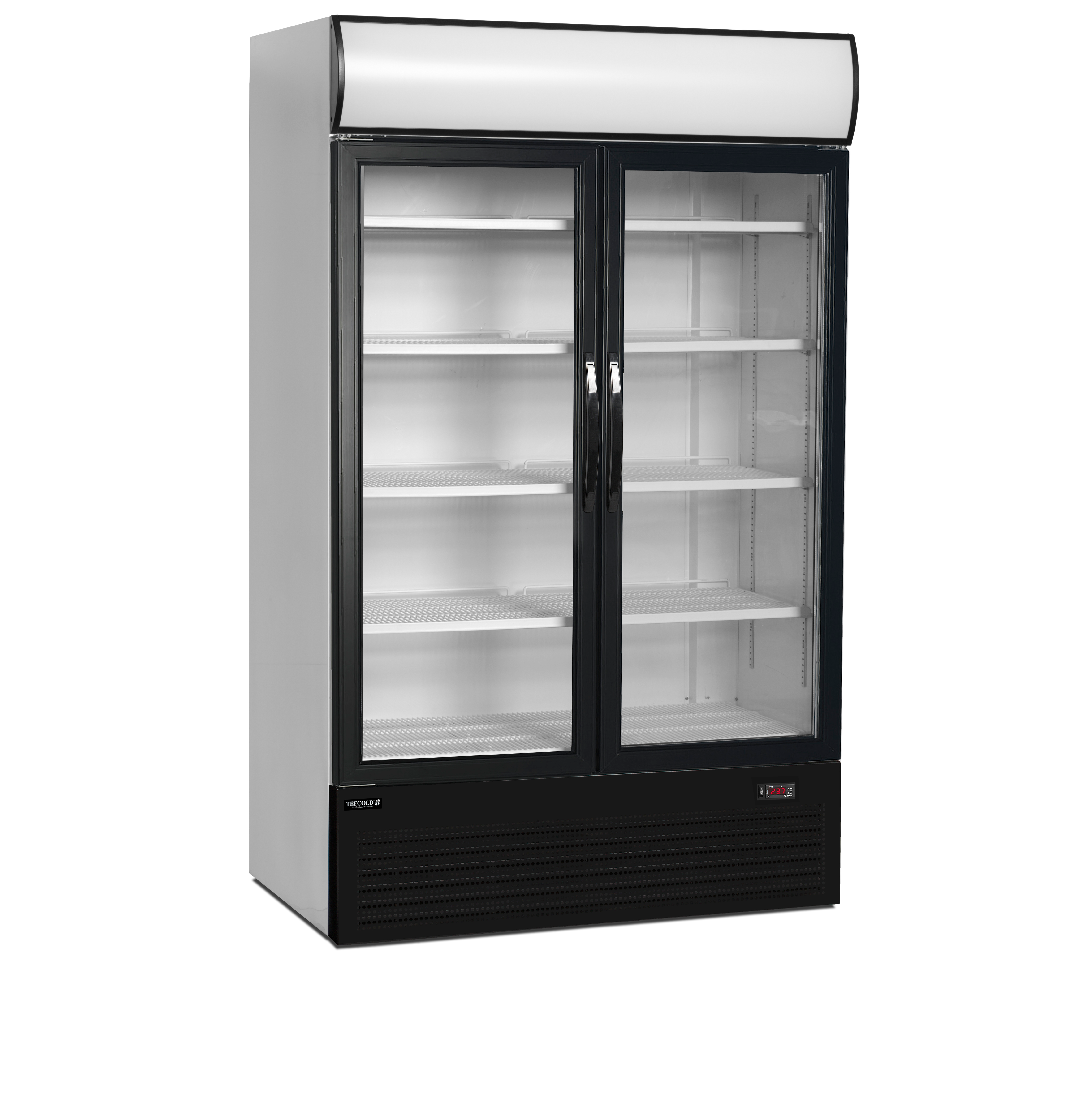 Armoire Frigorifique Vitrine Positive 2 Portes FSC1200H Caisson Lumineux Finition Blanc ou Noir