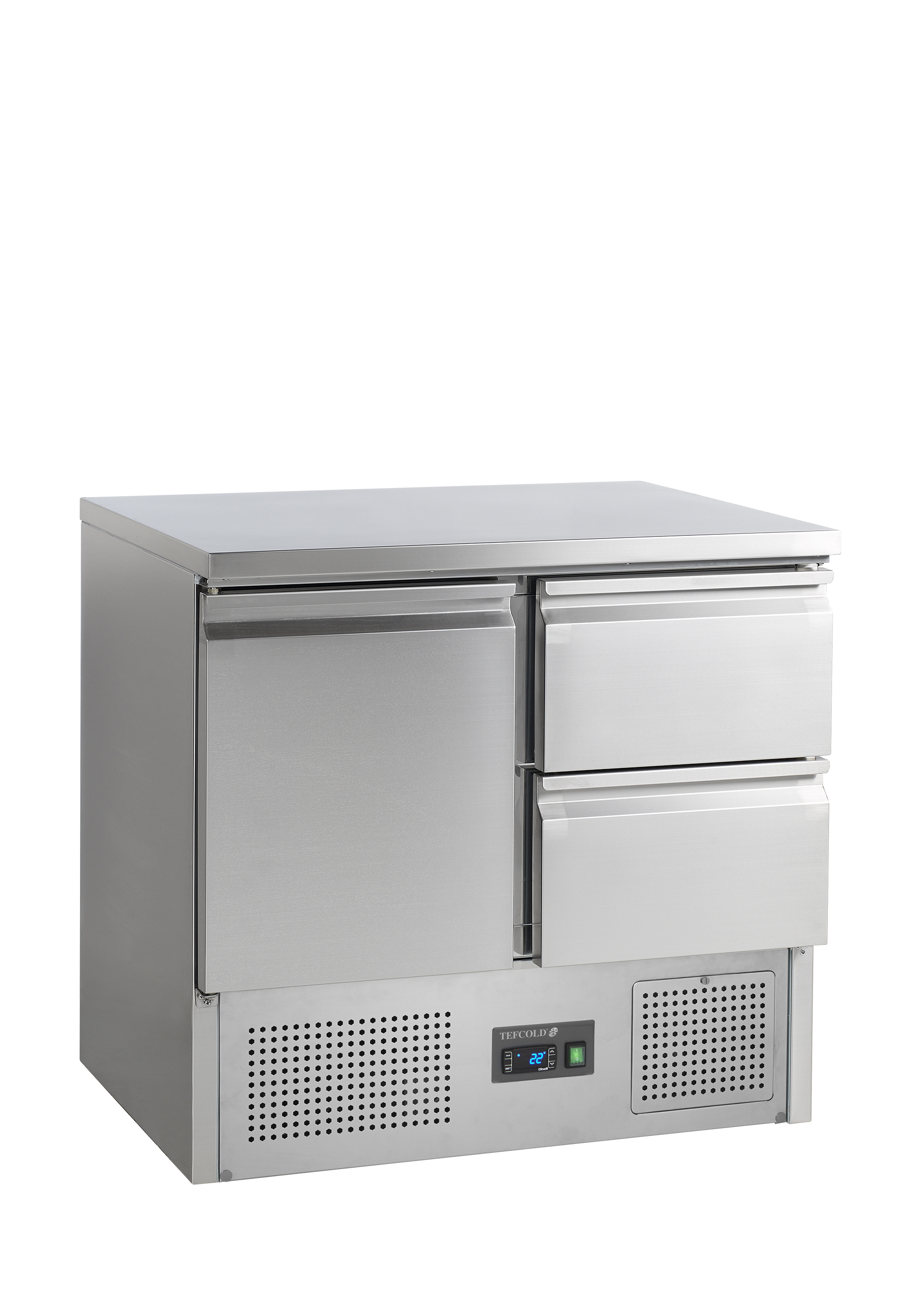 SA912 Comptoir Saladette GN1/1 Professionnel Pour Restauration Avec Placards Et Tablettes Réglables