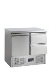 SA912 Comptoir Saladette GN1/1 Professionnel Pour Restauration Avec Placards Et Tablettes Réglables