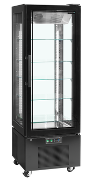 Armoire Vitrée Réfrigérée Froid Positif UPD400-C Avec Porte Sans Cadre Et Double Vitrage Noir Acier