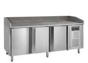 Table À Pizza Professionnelle PT1300 En Acier Inoxydable SS304 Avec Plan De Travail En Granite Et 2 Portes