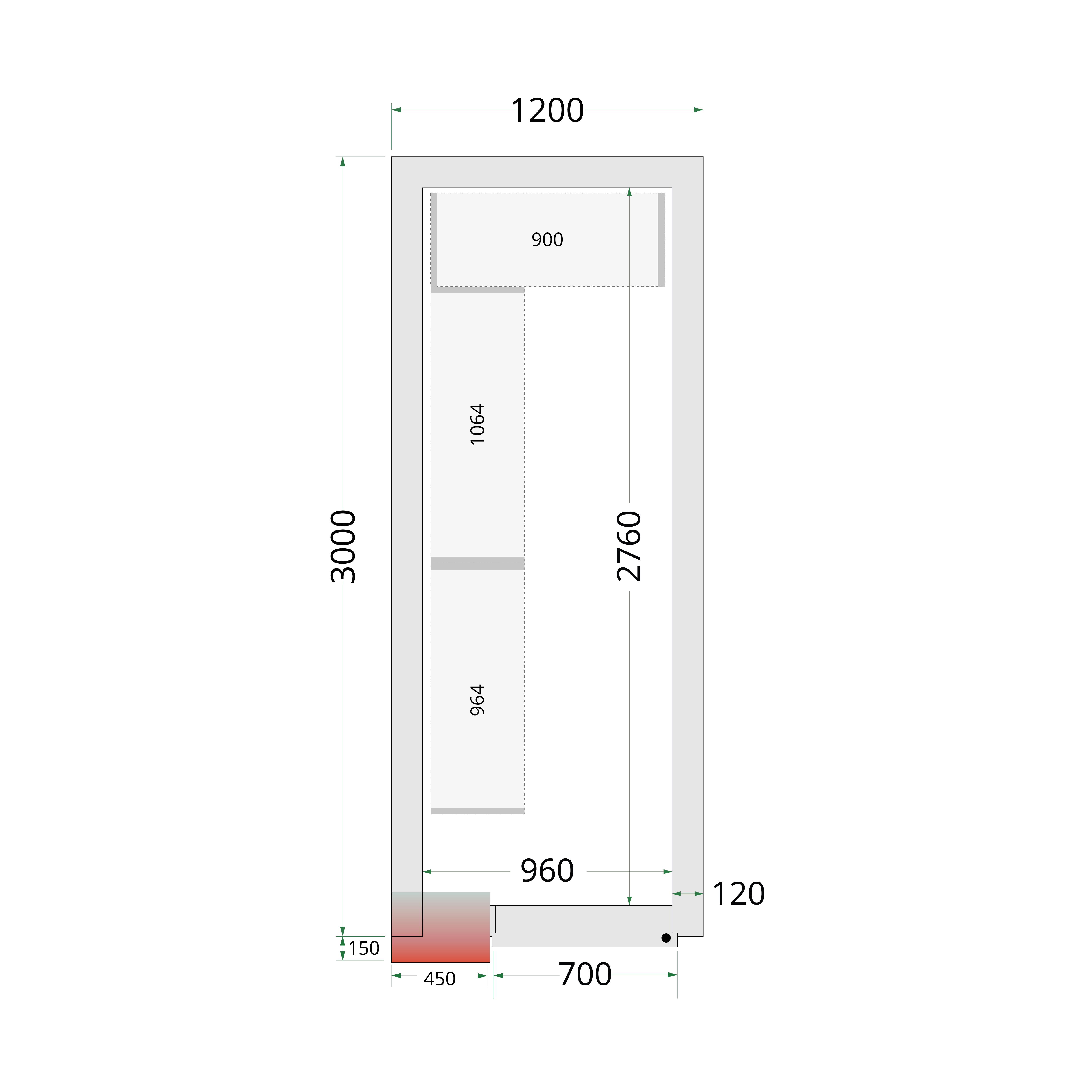 Panneaux Chambre Froide 120 Mm CR 120x300x220 Pour Armoire Frigorifique 2 Portes Positif Négatif
