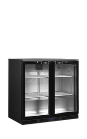 Armoire Frigorifique Arrière Bar Réfrigéré DB201H 2 Portes Double Vitrage, Porte Battante Ou Coulissante, Finition Noire