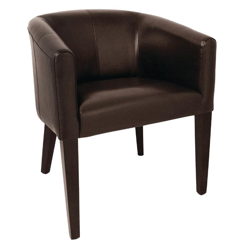 Fauteuil en simili cuir Bolero marron foncé - EQUIPEMENT RESTAURATION 