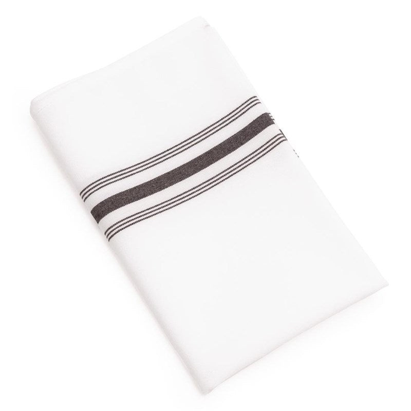 Serviettes de table bistro avec rayures noires x10 - EQUIPEMENT RESTAURATION 