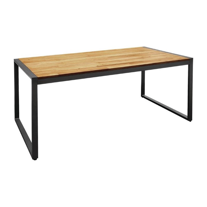 Table industrielle rectangulaire acier et acacia Bolero 180 cm - EQUIPEMENT RESTAURATION 