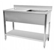 Evier 1 cuve avec dosseret et étagère - égouttoir à gauche - 1200x700x850 - LG1VGS712 - EQUIPEMENT RESTAURATION 