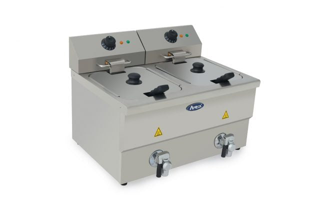 Friteuse électrique - 2 x 8L - Inox - ATEF-08L-2 - EQUIPEMENT RESTAURATION 