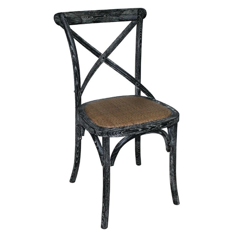 Chaises en bois patiné avec dossier croisé Bolero noires (lot de 2) - EQUIPEMENT RESTAURATION 