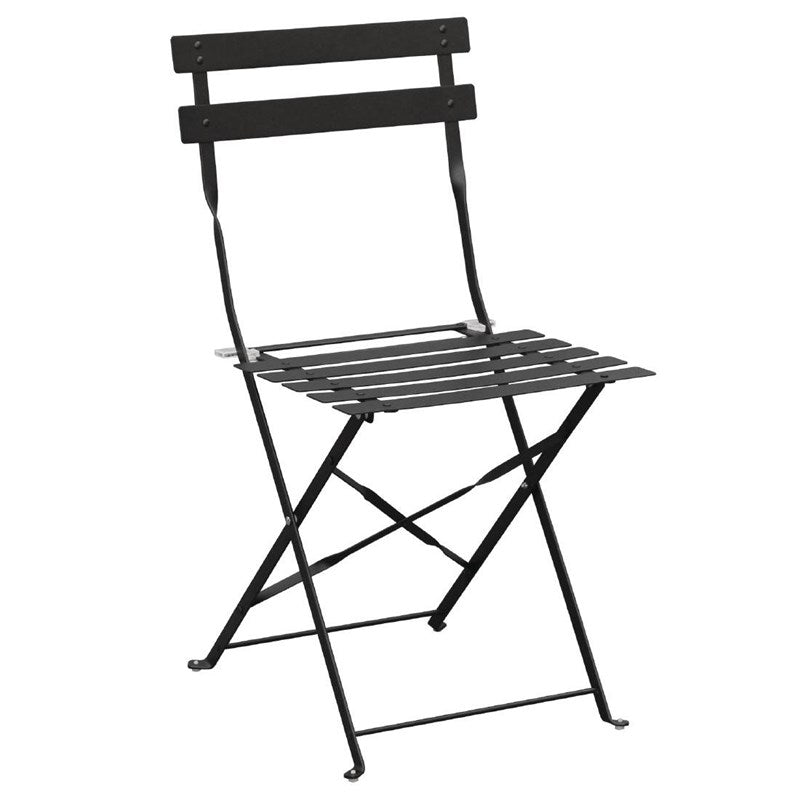 Chaises de terrasse pliantes en acier Bolero noires (Lot de 2) - EQUIPEMENT RESTAURATION 