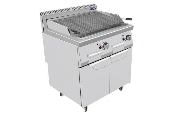 Grill gaz avec poignées sur placard - 2 brûleurs - Inox - AT7G8CM-F - EQUIPEMENT RESTAURATION 