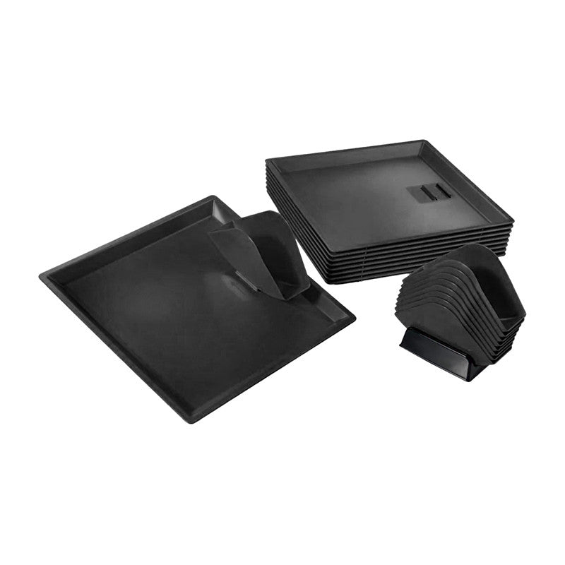 Lot de 15 plateaux de service à kébab + 15 pinces porte-sandwich - NOIR - EQUIPEMENT RESTAURATION 