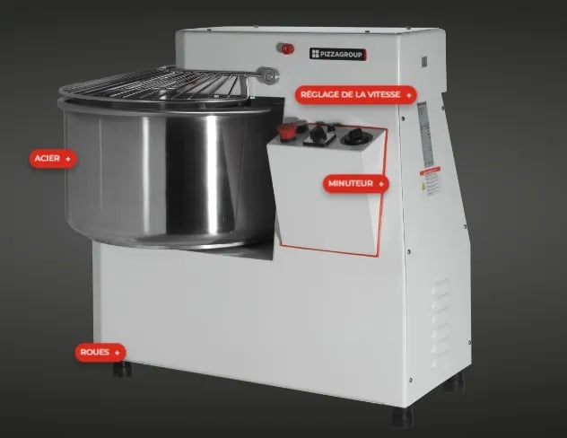 Petrin professionnel pizza sur roues cuve fixe - 10 litres monophasé - EQUIPEMENT RESTAURATION 