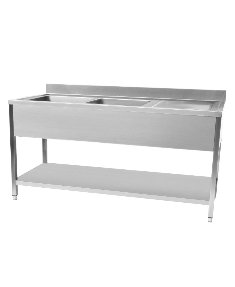 Plonge en inox 1600 x 700 x 950 mm | CUIST STSK167R - EQUIPEMENT RESTAURATION 
