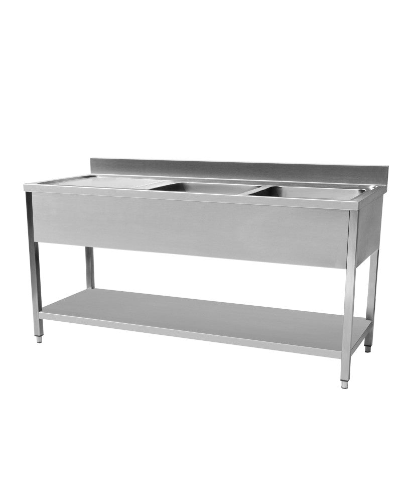 Plonge en inox 1600 x 700 x 950 mm | CUIST STSK167L - EQUIPEMENT RESTAURATION 