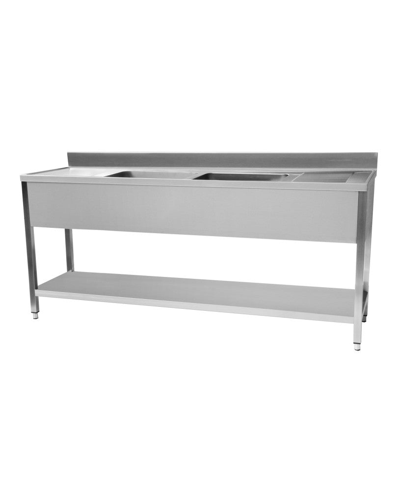 Plonge en inox 2000 x 700 x 950 mm | CUIST STSK207 - EQUIPEMENT RESTAURATION 
