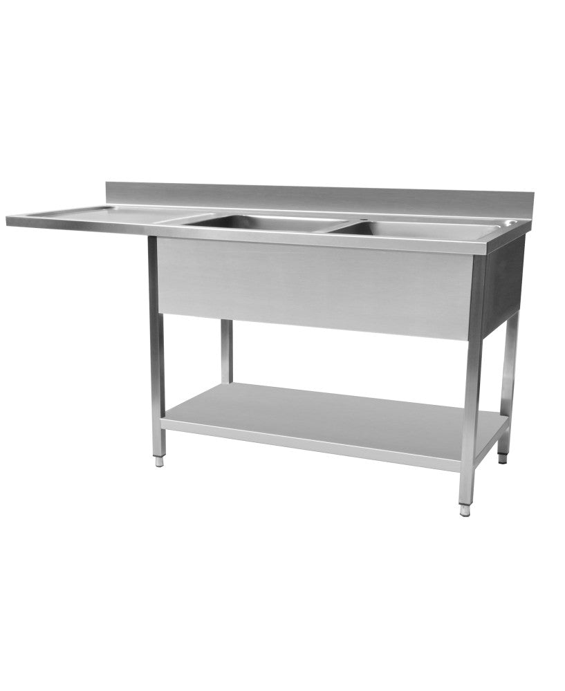 Plonge inox lave vaisselle 1600 x 700 x 950 mm | CUIST STSD167L - EQUIPEMENT RESTAURATION 