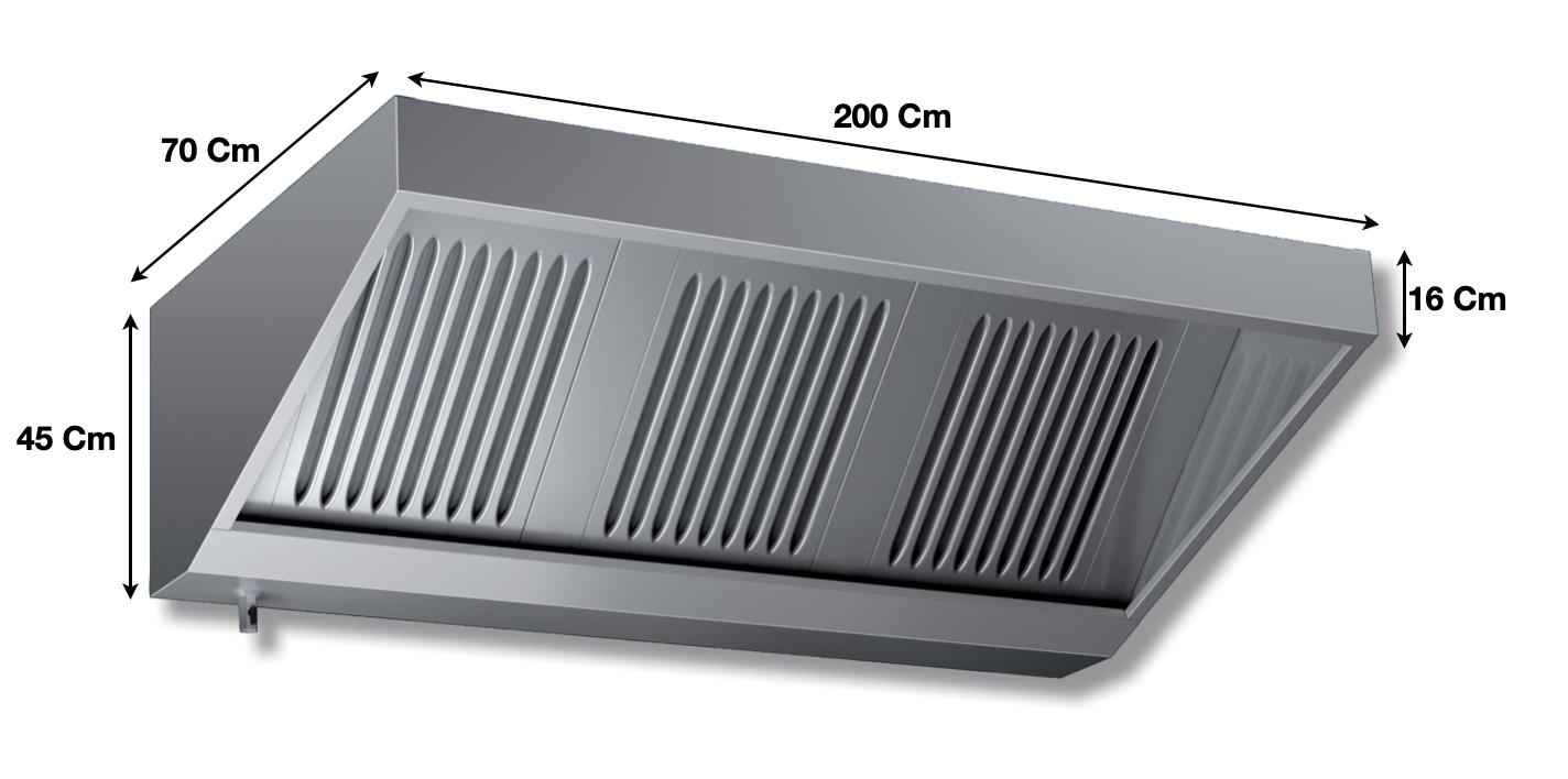 Hotte statique L. 2000 – Profondeur 700 Série VECTEUR | VS720 | KAER - EQUIPEMENT RESTAURATION 