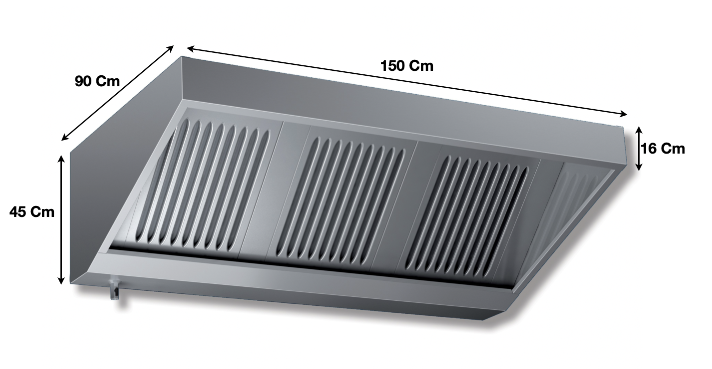Hotte statique L. 1500 – Profondeur 900 Série VECTEUR | VS915 | KAER - EQUIPEMENT RESTAURATION 