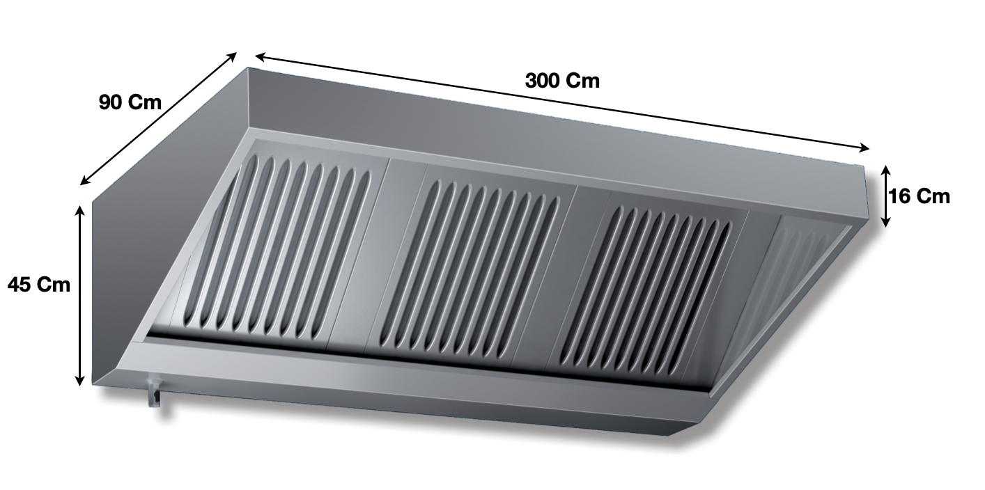 Hotte statique L. 3000 – Profondeur 900 Série VECTEUR | VS930 | KAER - EQUIPEMENT RESTAURATION 