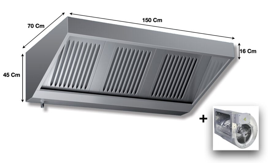 Hotte dynamique L. 1500 – Profondeur 700 Série VECTEUR | VD715 | KAER - EQUIPEMENT RESTAURATION 