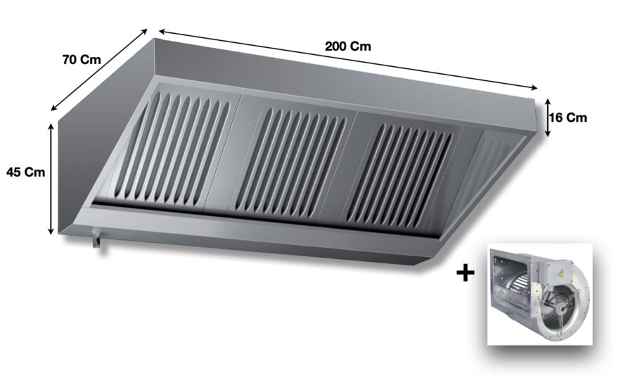 Hotte dynamique L. 2000 – Profondeur 700 Série VECTEUR | VD720 | KAER - EQUIPEMENT RESTAURATION 