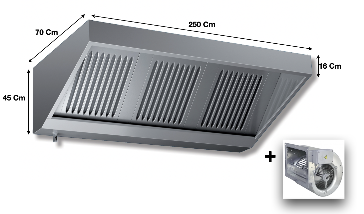 Hotte dynamique L. 2500 – Profondeur 700 Série VECTEUR | VD725 | KAER - EQUIPEMENT RESTAURATION 