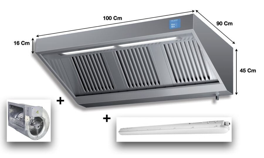 Hotte dynamique L. 1000 – Profondeur 900 Série ELIX AIR | ELI910 | KAER - EQUIPEMENT RESTAURATION 