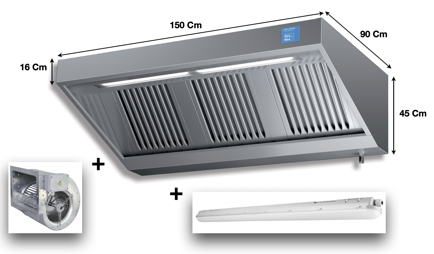 Hotte dynamique L. 1500 – Profondeur 900 Série ELIX AIR | ELI915 | KAER - EQUIPEMENT RESTAURATION 