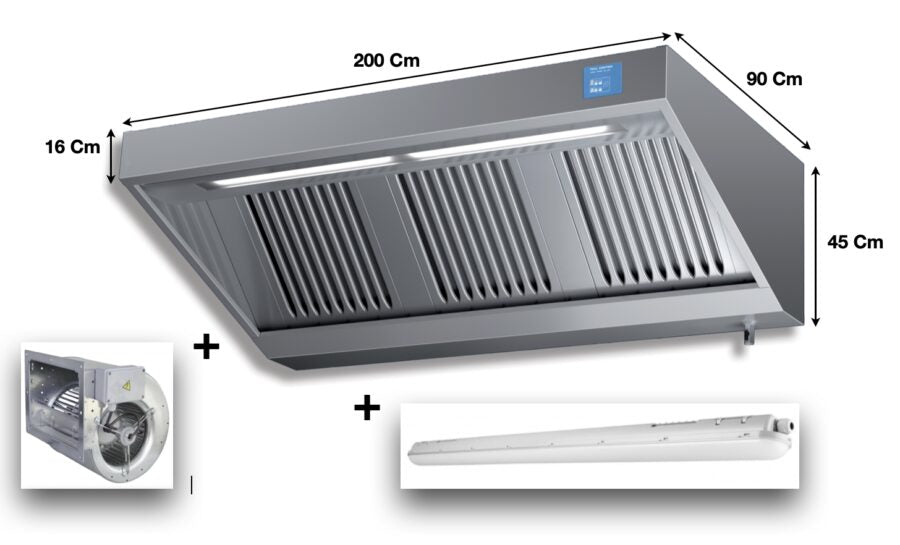 Hotte dynamique L. 2000 – Profondeur 900 Série ELIX AIR | ELI920 | KAER - EQUIPEMENT RESTAURATION 
