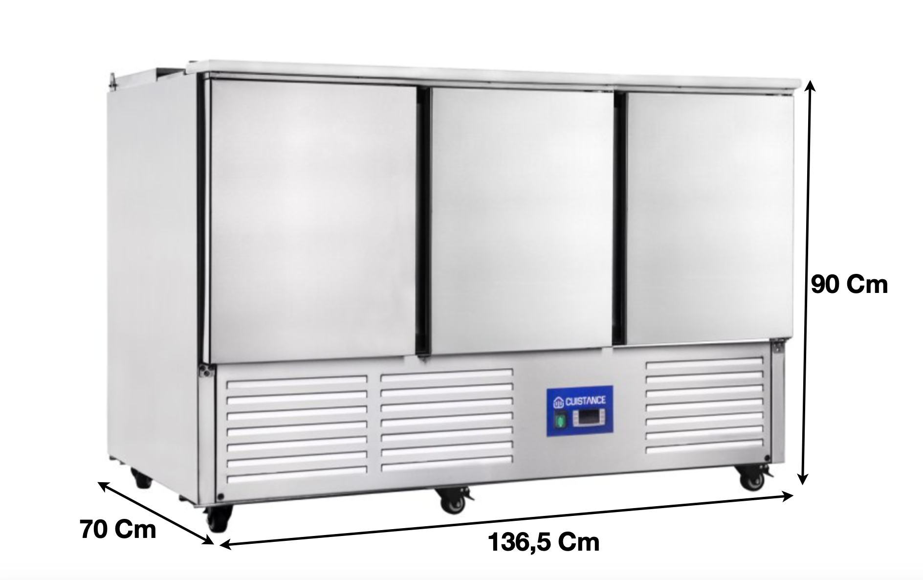 Saladette réfrigérée – 3 portes pleines GN1/1 – 4 x GN1/1 | CUIST S903 - EQUIPEMENT RESTAURATION 