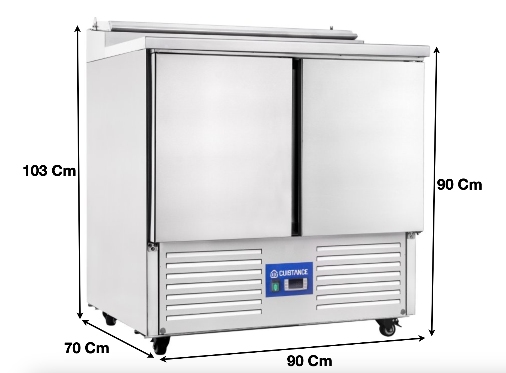 Saladette réfrigérée – 2 portes pleines GN1/1 – 5 x GN1/6 | CUIST PS200 - EQUIPEMENT RESTAURATION 