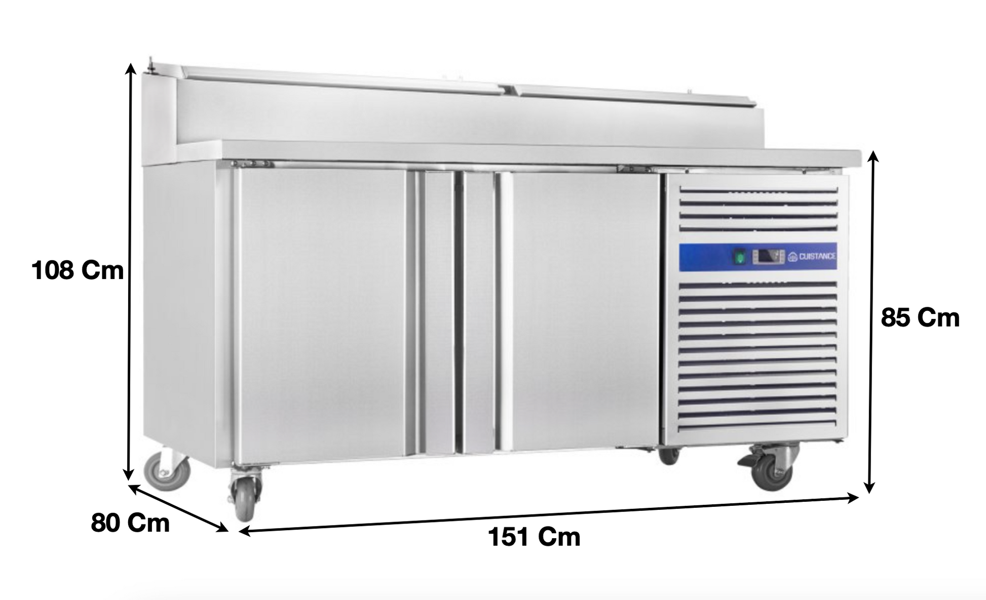 Meuble saladette réfrigérée – 2 portes pleines 400×600 – 7 x GN1/3 | SH2000800 - EQUIPEMENT RESTAURATION 