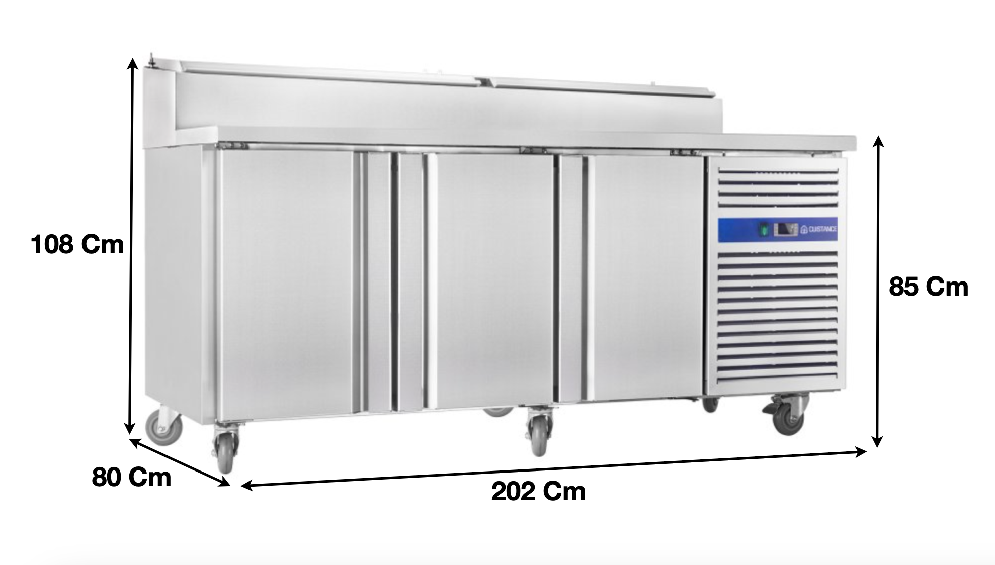 Meuble saladette réfrigérée – 3 portes pleines 400×600 – 10 x GN1/3 | SH3000800 - EQUIPEMENT RESTAURATION 