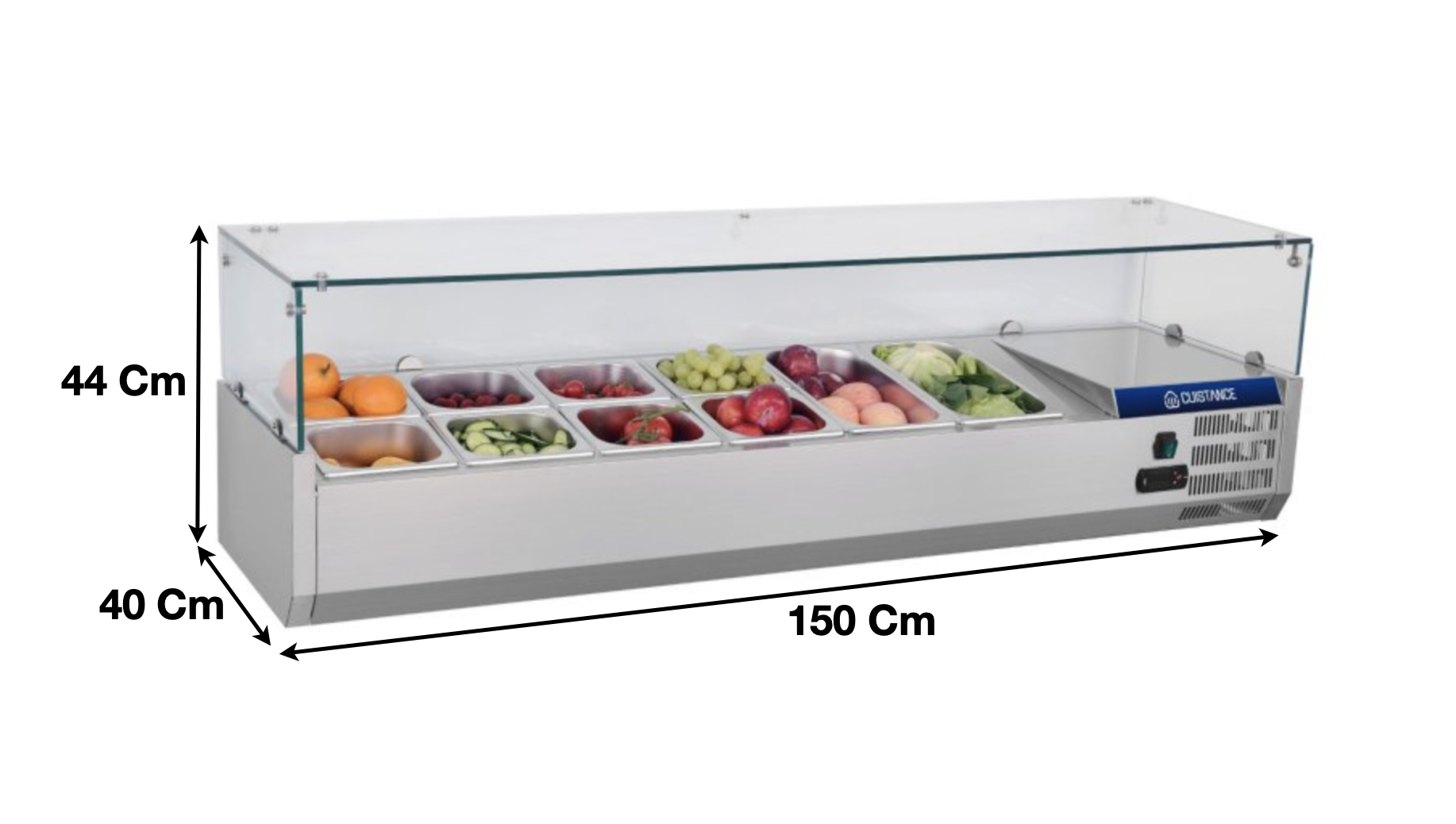 Vitrinette réfrigérée 150cm – 5 x GN1/3 + 1 x GN1/2 | CUIST VRX1500380 - EQUIPEMENT RESTAURATION 