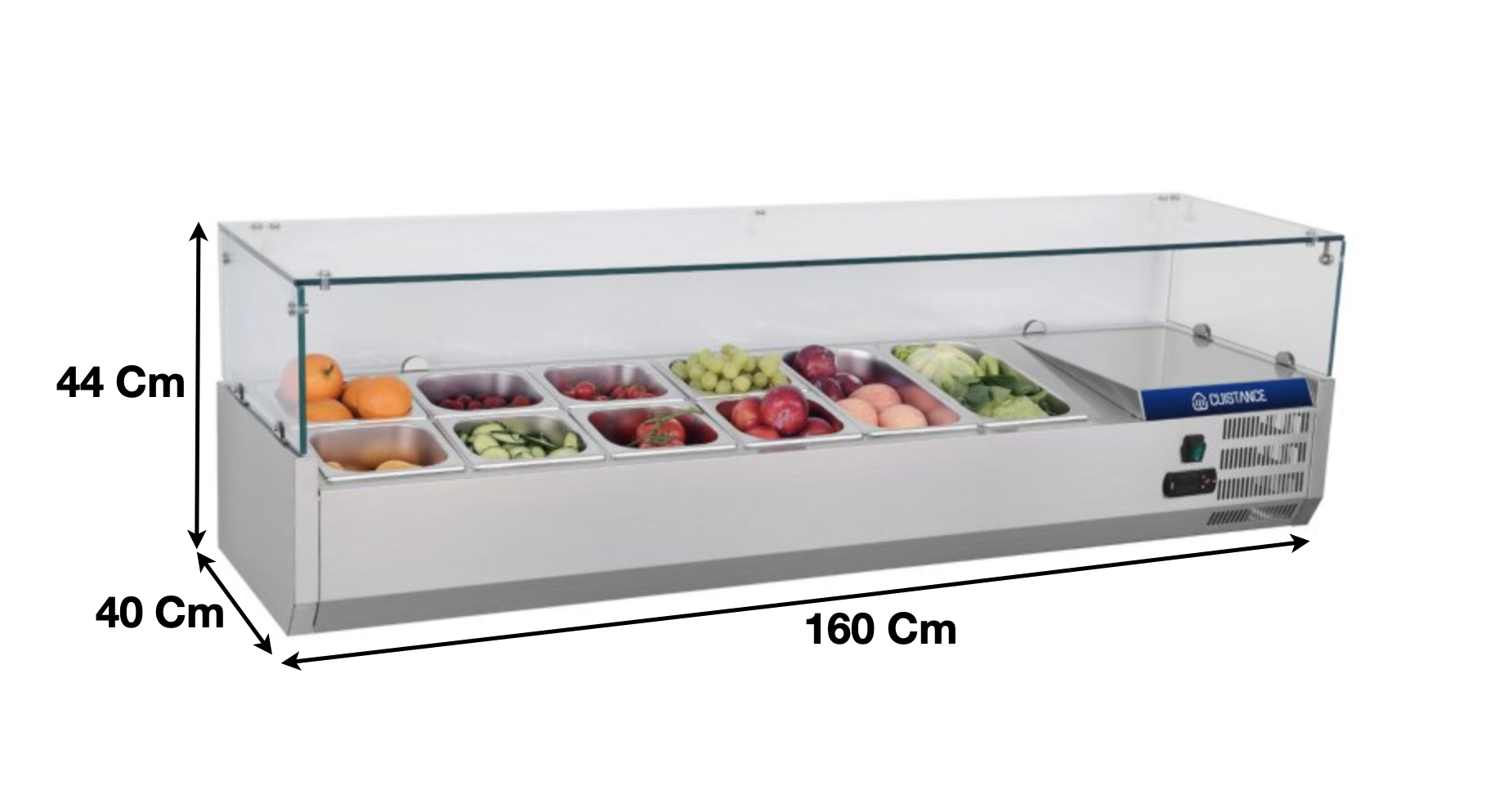 Vitrinette réfrigérée 160cm – 7 x GN1/3 | CUIST VRX1600380 - EQUIPEMENT RESTAURATION 