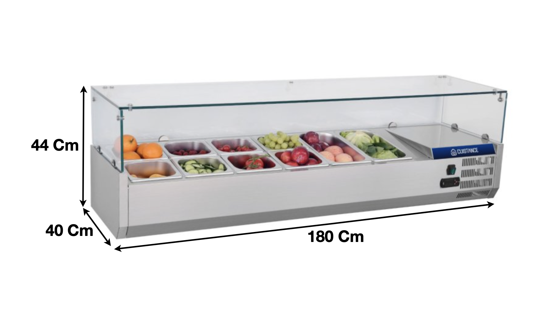 Vitrinette réfrigérée 180cm – 8 x GN1/3 | CUIST VRX1800380 - EQUIPEMENT RESTAURATION 