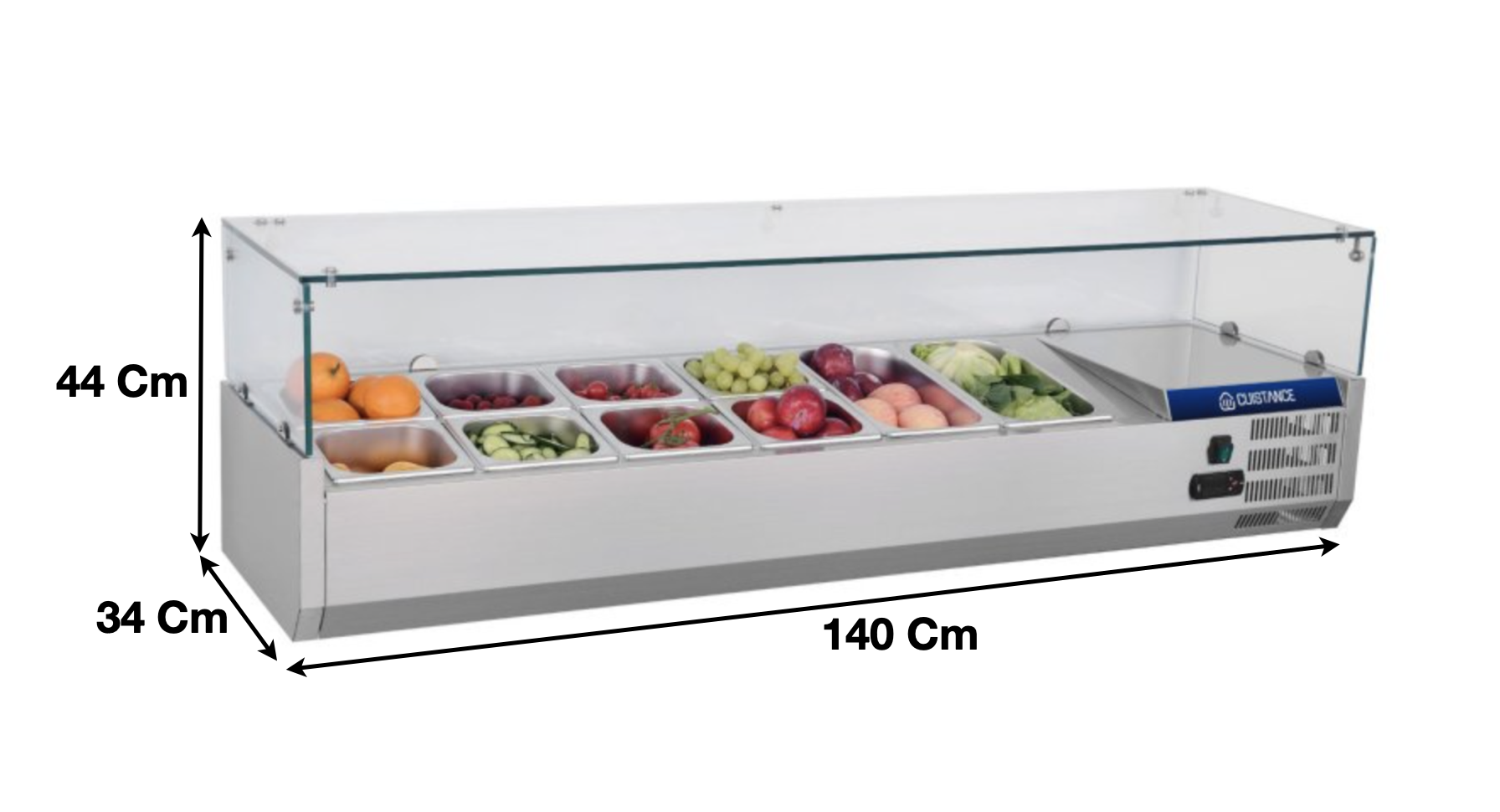 Vitrinette réfrigérée 140cm – 6 x GN1/4 | CUIST VRX1400330 - EQUIPEMENT RESTAURATION 