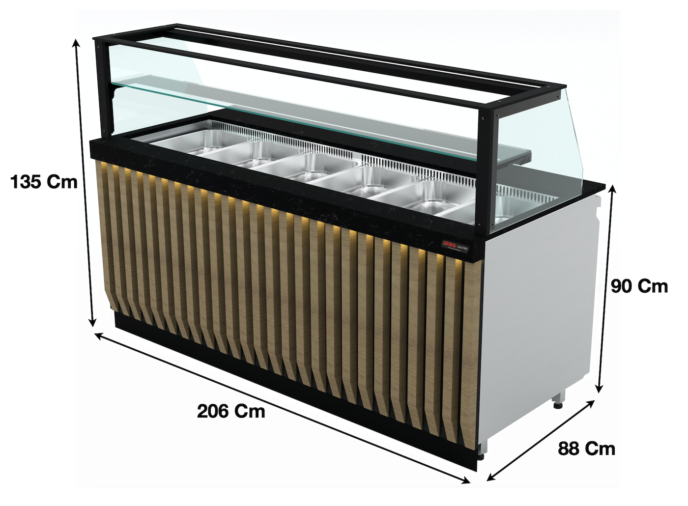 Saladette 206Cm / 6 x GN1/1 / 500 Litres – Marque: SGS GASTRO SGS-BSS-206 - EQUIPEMENT RESTAURATION 