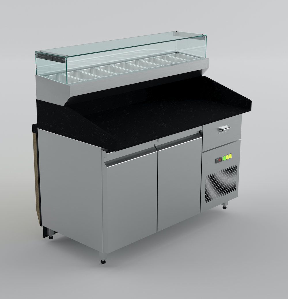 Meuble à pizza 158Cm / 6 x GN1/3 / 300 Litres - Marque: SGS GASTRO | SGS-PS-158 - EQUIPEMENT RESTAURATION 