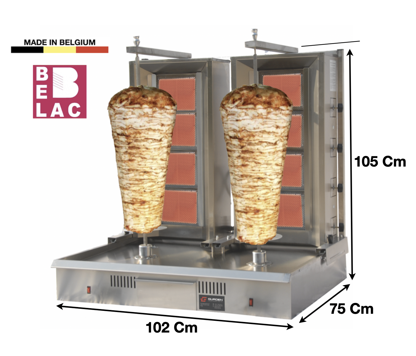 Machine à kebab 4+4 zones Gaz GURDEN (KGH44GU) - EQUIPEMENT RESTAURATION 