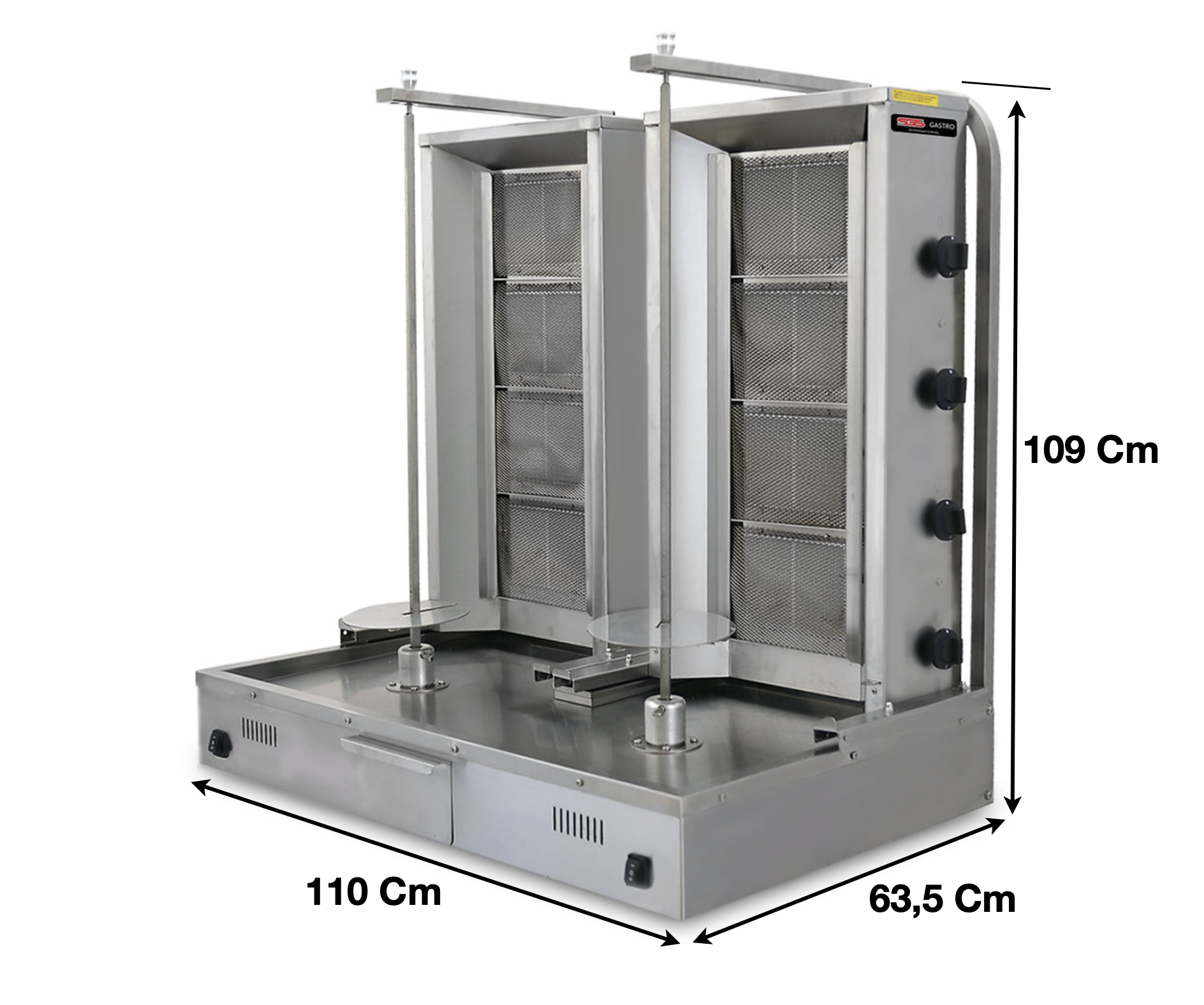 Machine à kebab 4+4 Zones Gaz – Marque: SGS GASTRO | SGS-DS-131 - EQUIPEMENT RESTAURATION 
