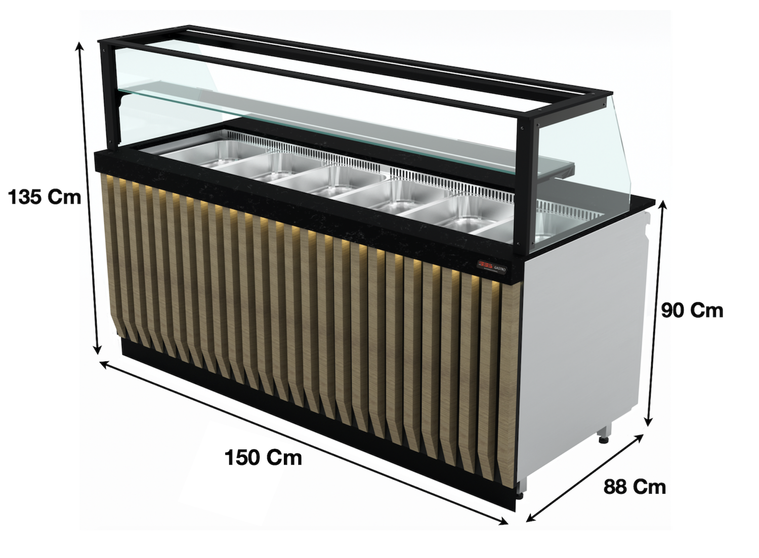 Saladette 150Cm / 4 x GN1/1 / 300 Litres – Marque: SGS GASTRO | SGS-BSS-150 - EQUIPEMENT RESTAURATION 