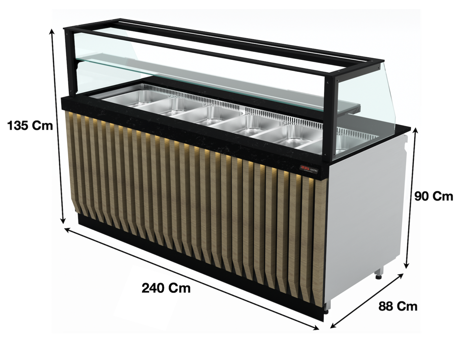 Saladette 240Cm / 7 x GN1/1 / 540 Litres – Marque: SGS GASTRO | SGS-BSS-240 - EQUIPEMENT RESTAURATION 