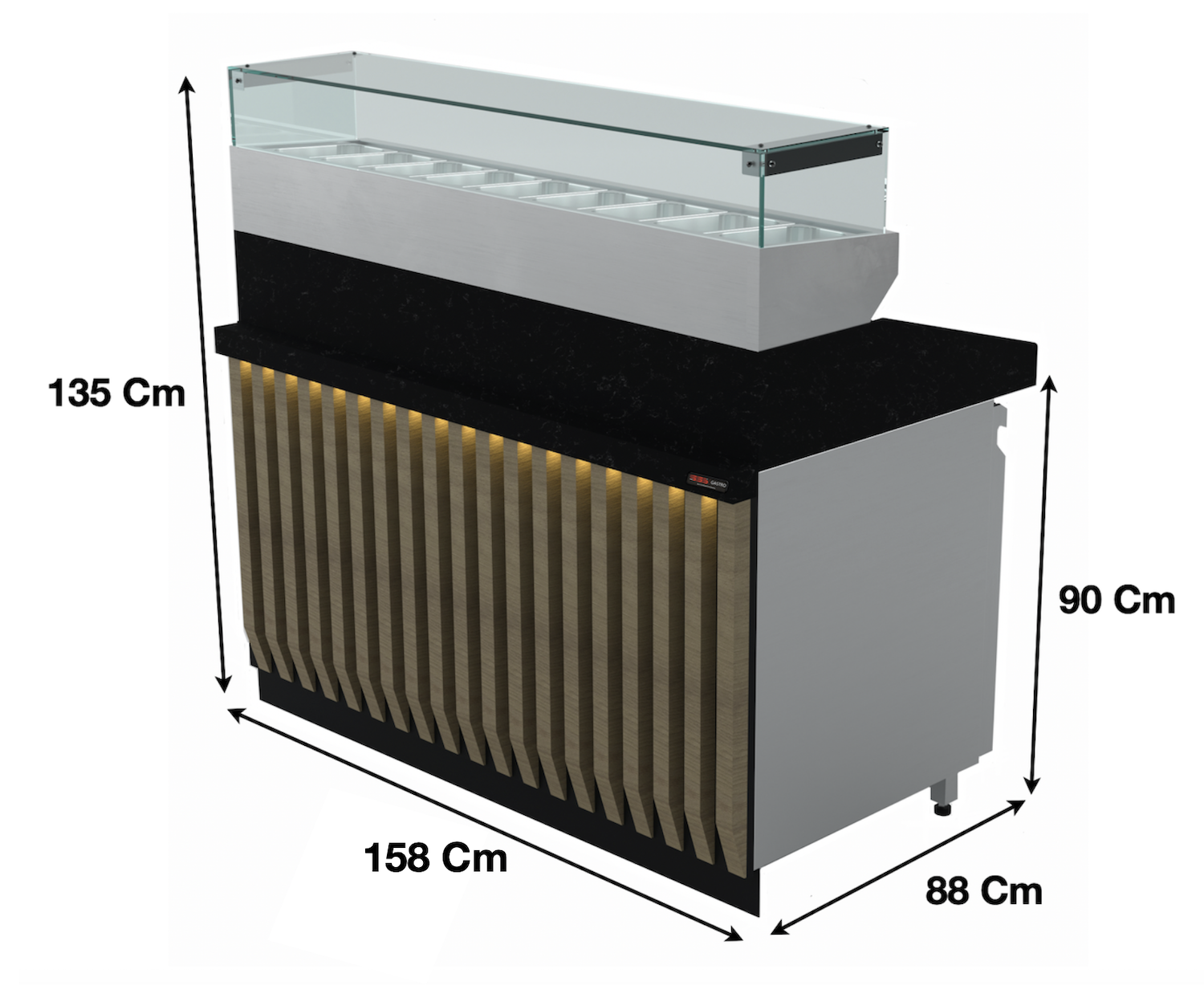 Meuble à pizza 158Cm / 6 x GN1/3 / 300 Litres - Marque: SGS GASTRO | SGS-PS-158 - EQUIPEMENT RESTAURATION 