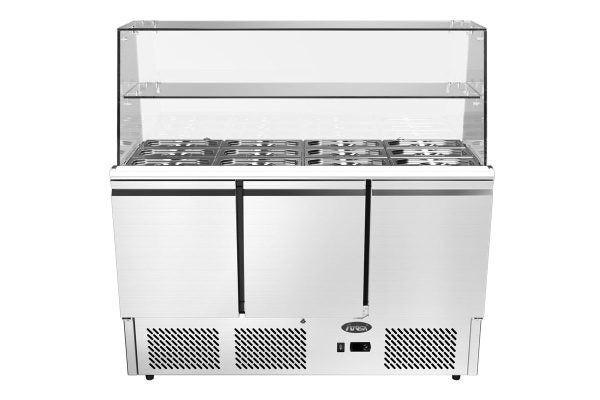 Saladette GN1/1 - Pare haleine droit - 3 portes - Inox - ESL3814GR-D - EQUIPEMENT RESTAURATION 