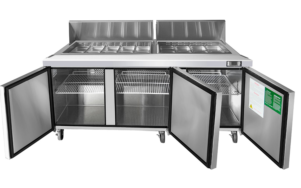 Saladette réfrigérée - 3 portes - 18 bacs - Inox - MSF8304GR - EQUIPEMENT RESTAURATION 