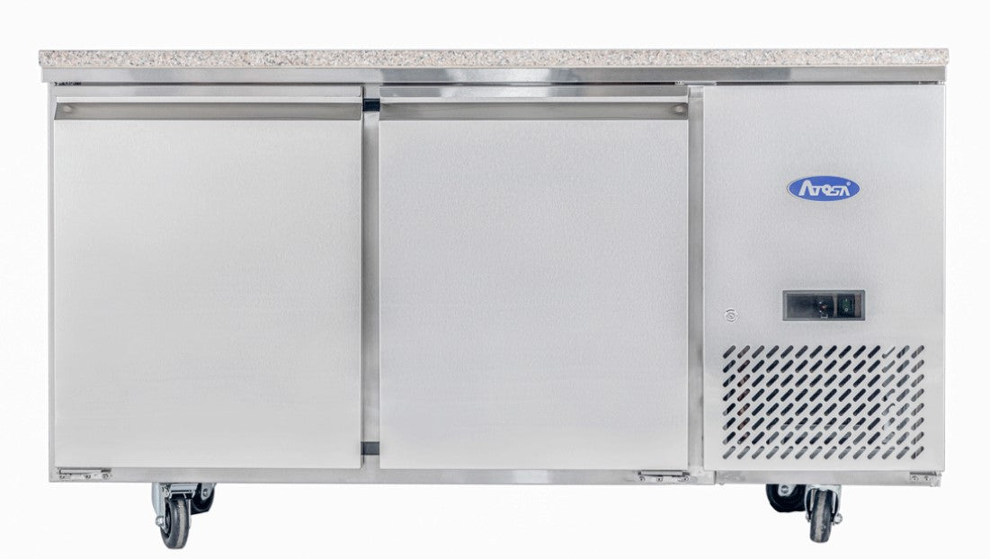 Table à pizzas réfrigérée - 2 portes - Inox et granit - EPF3495GR-P - EQUIPEMENT RESTAURATION 