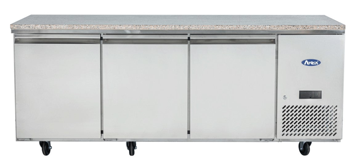 Table à pizzas réfrigérée - 3 portes - Inox et granit - EPF3485GR-P - EQUIPEMENT RESTAURATION 