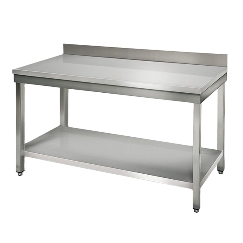 Table de travail avec tablette inférieure et dosseret - 2000x700x850 - TVA720 - EQUIPEMENT RESTAURATION 